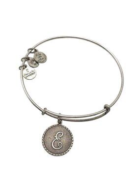 Alex And Ani Silver Initial "E" Charm Bangle Bracelet Expandable Adjustable